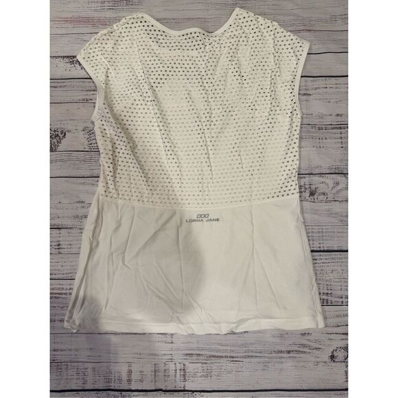 Lorna Jane Raya Excel mesh tshirt size medium white EUC - Picture 3 of 5